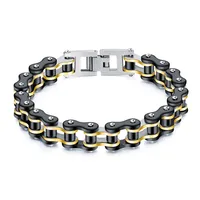 

Mens stainless steel jewelry black gold luxury stainless steel titanium motorcycle bike chain link men bracelet