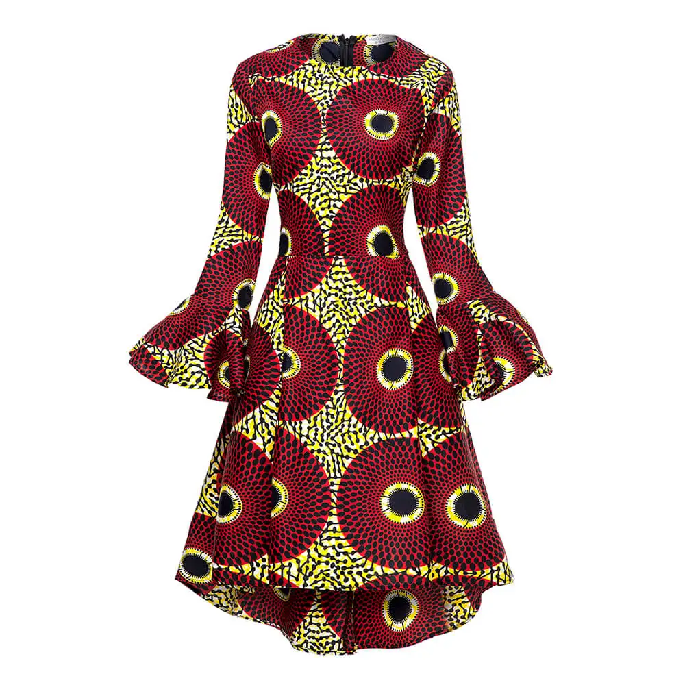 

Shenbolen2020 Africa waxy print dress can be customized with zipper style