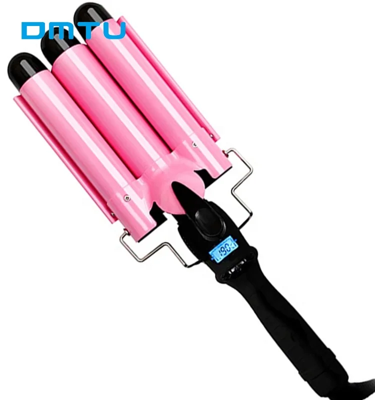 

Hot Sale Lcd Wave Professional Ceramic Curling Hair Curler 3 Barrel, Pink,yellow