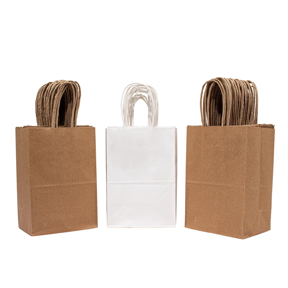 

Customized Kraft Brown Thankyou Paper Bag with Handles Paper Shopping Bag Carry Bag for Groceries and Restaurant