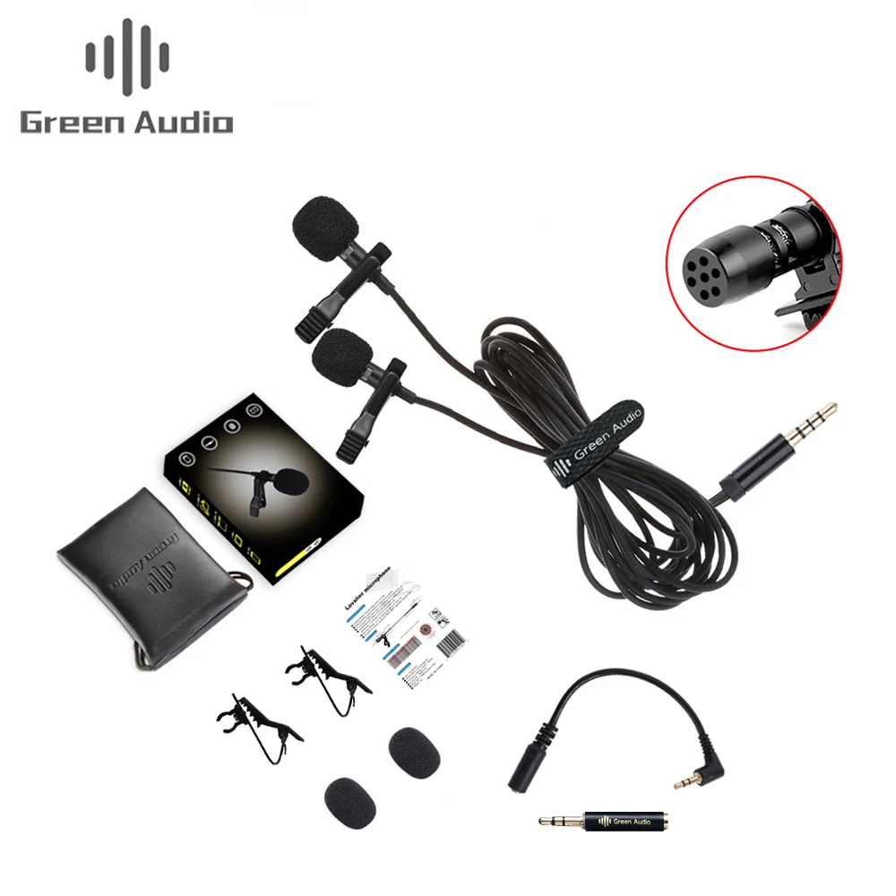 

New Dual-head Clip Lavalier Collar Microphone for Speaking Tie Clip-on Lapel Microphone Noise Cancelling,condenser Microphone, Black