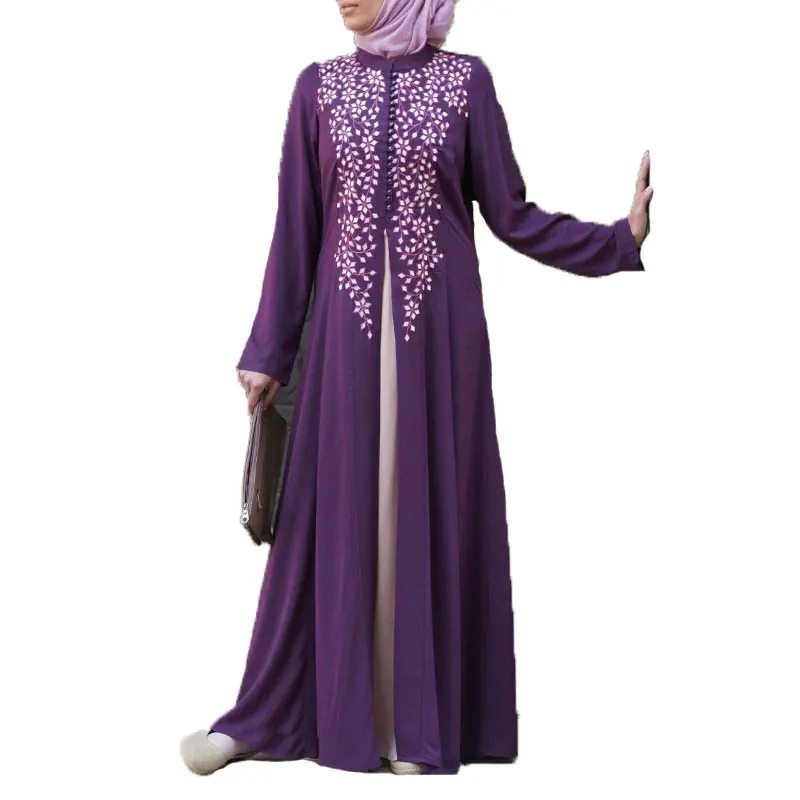 

21025-SW78 high quality embroidered maxi Muslim Abaya dresses women sehe fashion, 4 colors