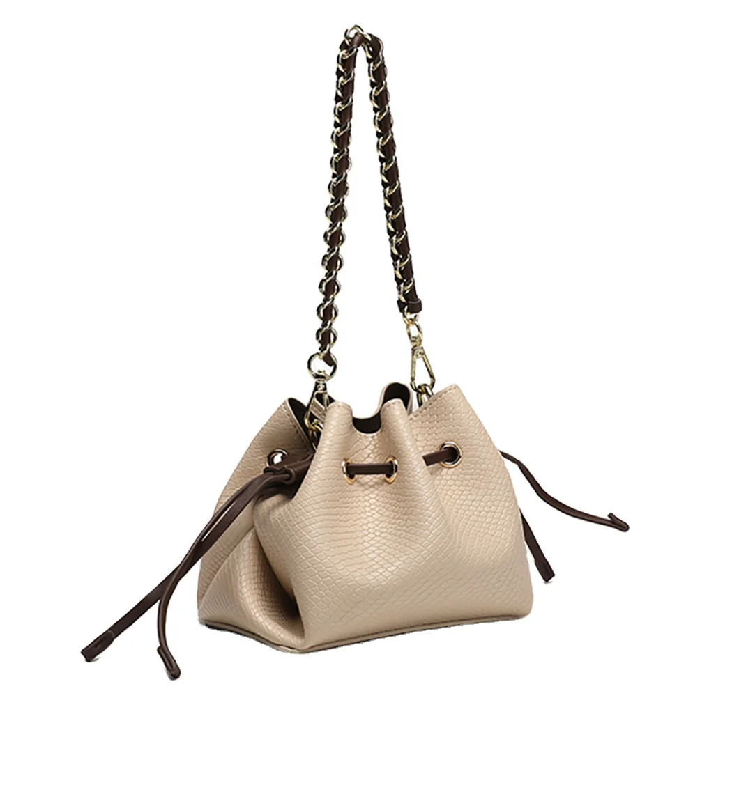 

2021 new arrivals cowhide PU leather ladies bucket bags women Fashion Luxury Female Bag Chain High Quality Handbag Set, Customizable