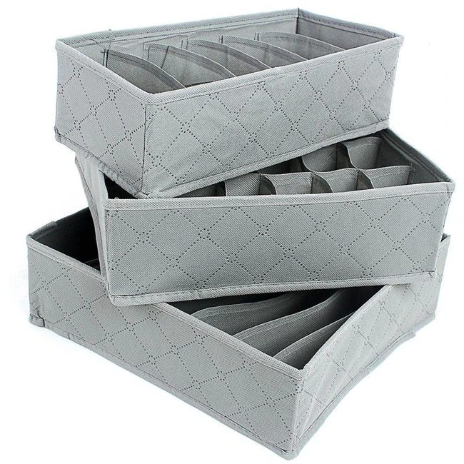 

MZL 3pcs /Set Underwear Bra Socks Ties Divider Closet Container Storage Box Organizer Non-woven Underwear Storage Box