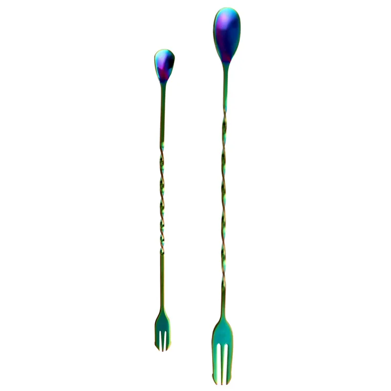 

Bar Accessories 5 colors Metal Long Handle Stainless Steel Stirring Spoon, Silver/gold/rose gold/rainbow/black/blue