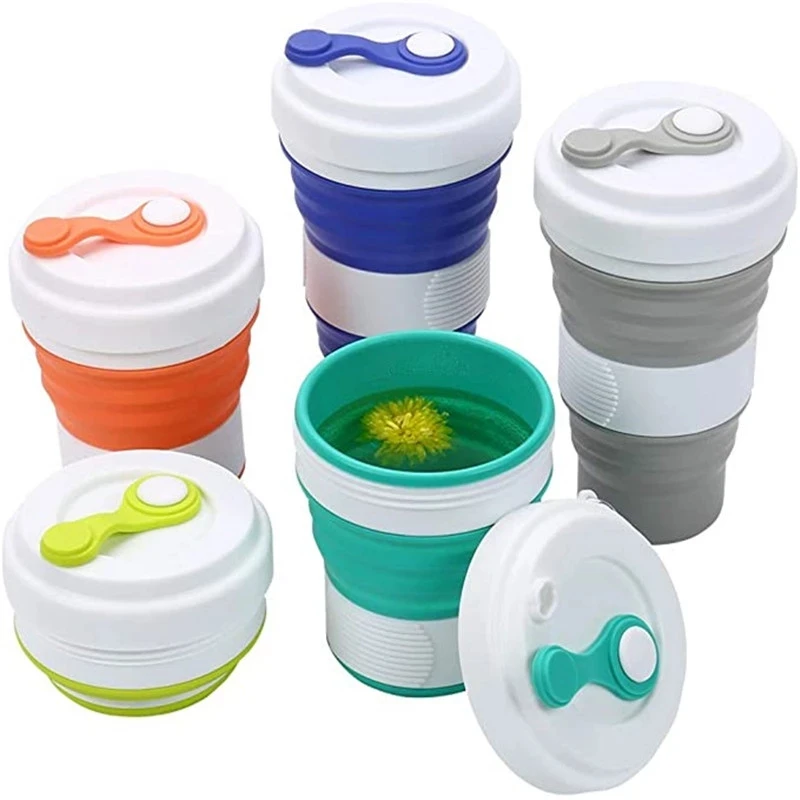 

Free Sample 350ml Resuable Silicone Mug Silicone Collapsible Coffee Cup, Blue, sktblue, purple, pink, green, grey