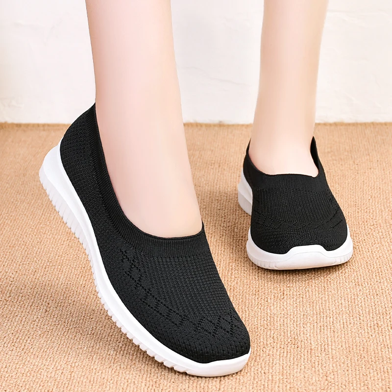 

BQ-1 Breathable Walking Slip On Soft Womens Sneakers Womens Shoes Summer Sneaker, Black