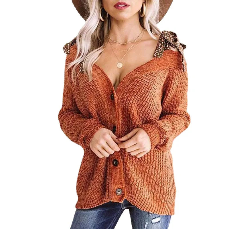 

V-neck lantern sleeves sexy cardigan spring fashion design off-shoulder sweaters women tops knitted women's cos sweater, Picture