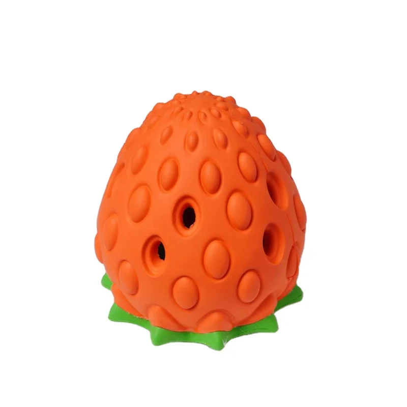 

Vking Manufacturer Supplies Feeder Rubber Strawberry puzzle leaked food Dog Toys ball, Customized