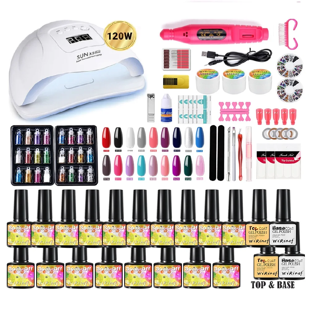 

Long Lasting Mix Poly UV Gel Set 54W Nail Lamp Nail Gel Polish with Nail Art Tools Kit 100 Colors, Customised