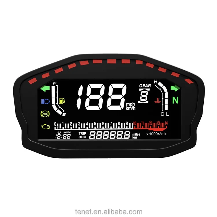 

14000RPM Tachometer with Multi Function LCD GPS Speedometer for Motorcycle ATV Easy Installation Large TFT Screen
