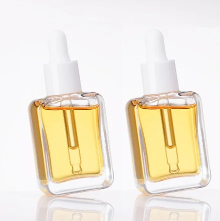 

Cosmetic Skin Care Packaging 30ml Square Fancy Hair Essential Oil Serum Glass Dropper Bottle with Eye Dropper