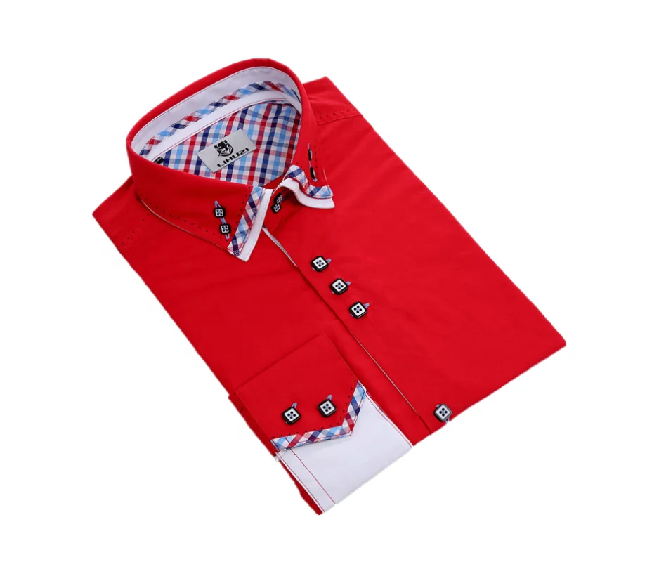

2020 latest custom double collar cotton man long sleeve shirt Italy style