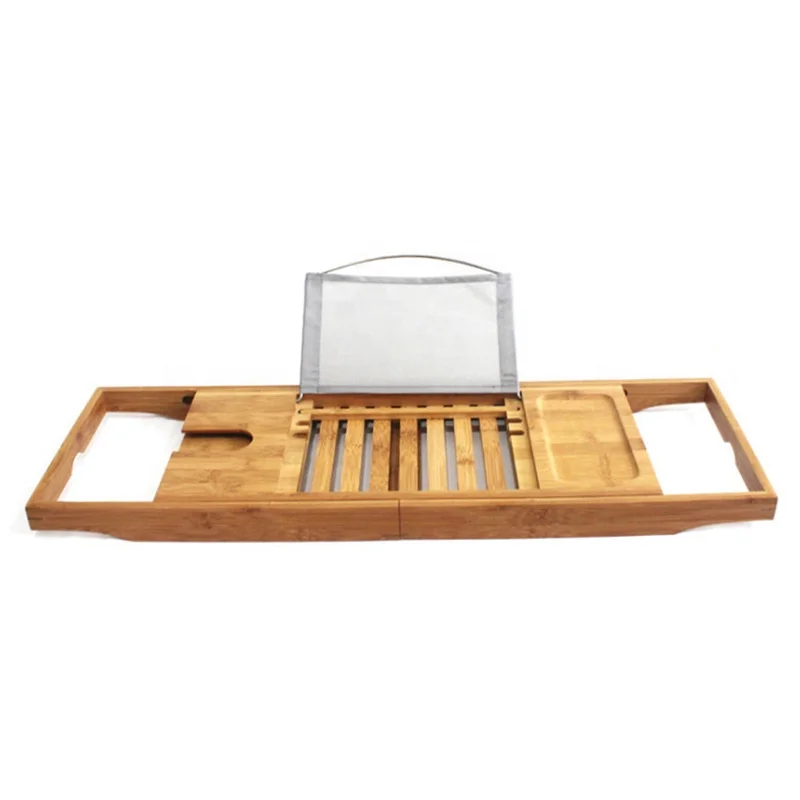 

Bamboo Bath Tub Shelf Rack Bathtub Board Tablet with Extending Sides Bathroom Bath Caddy Tray