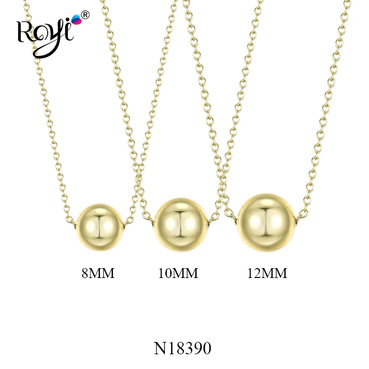 

Simple Beaded Minimalist Jewllery 14K Gold Plated Link Chain Choker Ball Bead Necklace, As picture