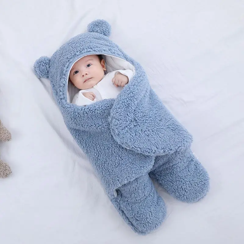 

Wholesale cotton soft newborn plush baby blanket baby swaddle wrap sleeping bag