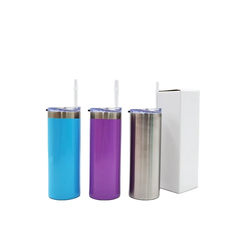 

Reusable Cup With Straw Double Wall Insulated Tumblers with Lid and Straw 20oz Tumbler Travel Mug Stainless Steel, Blue/yellow/red