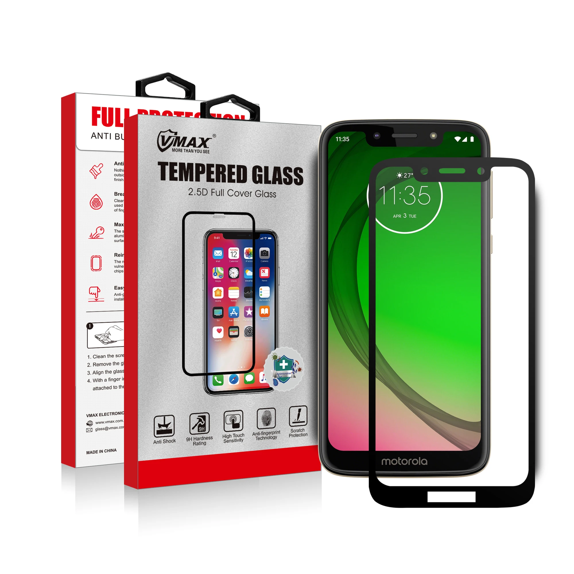 

Premium 9H Hardness 6D Full Screen Silk Tempered Glass Screen Protector for Motorola G7 Play