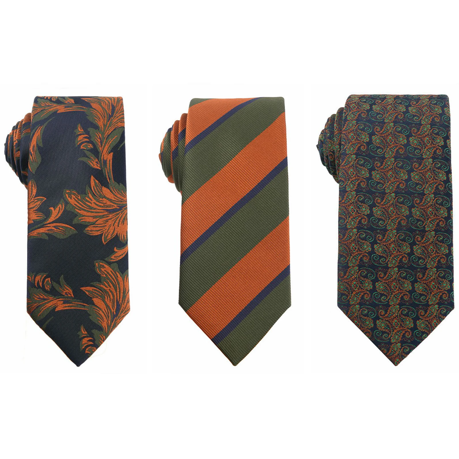 

Handmade Floral Vantage Men's Ties Cravats For Boys Orange Polyester Long Neckties For Men