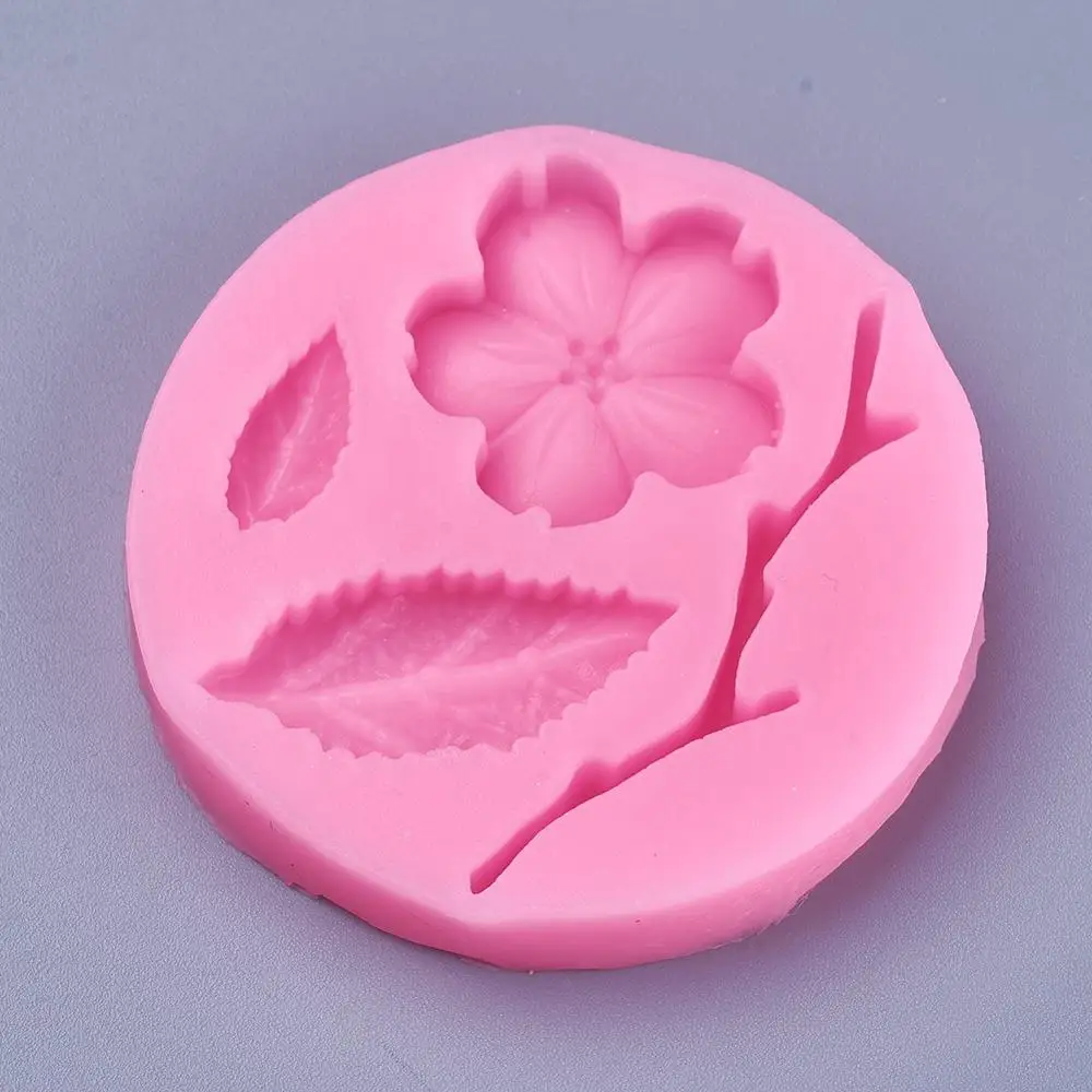 

Pandahall DeepPink Food Grade Silicone Moulds Peach Blossom Branch Fondant Molds