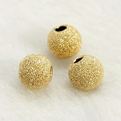 

Pandaahall 1/20 Karat Textured Beads Gold Filled Brass 14K Yellow METALS