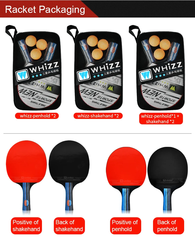 Top Brand Whizz Wholesale 3 Star Table Tennis Racket/paddle