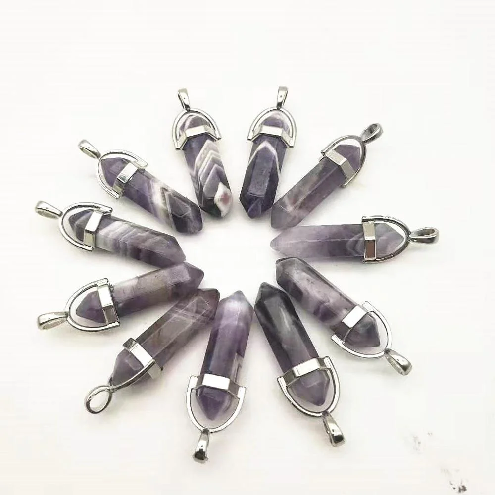

natural quality dream amethyst crystal point bullet pendant, Purple