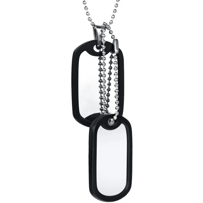 

Trendy ball chain personalized army ID name tag Stainless Steel Custom Photo Necklace Engraving custom dog tag For Man