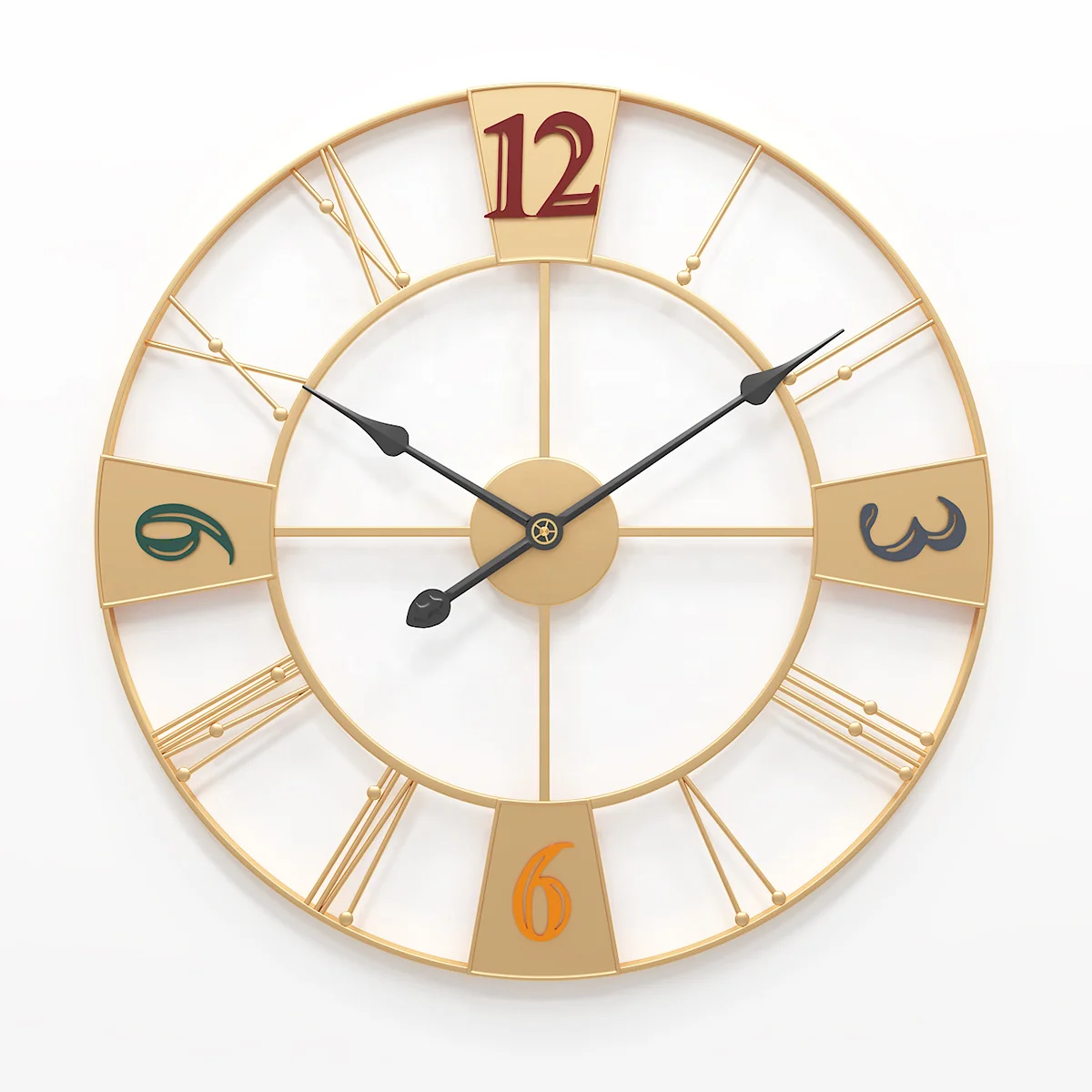 

60cm Nordic Large Gold Metal Wall Clock Coffee Living Roon Home Decorative Creative 3D Wall Clock Modern