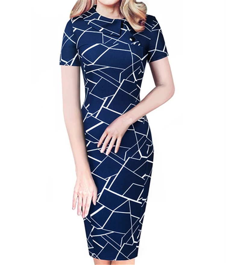 

Best selling woman elegant black and white stripe summer midi dress