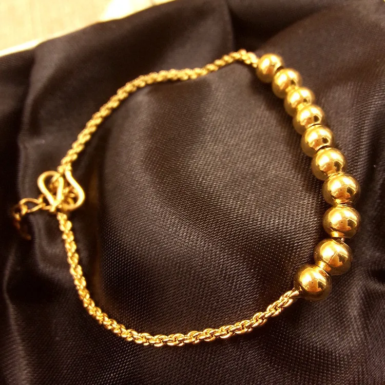 

Gold Plated Round Bead Bracelet Ladies Half Circle Bead Temperament BraceletGold Plated Bracelet For Girls