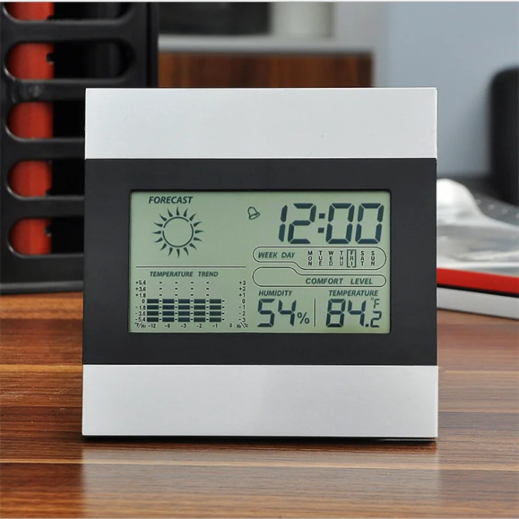 

Digital display time temperature and humidity clock display Weather forecast Alarm clock, Customized color