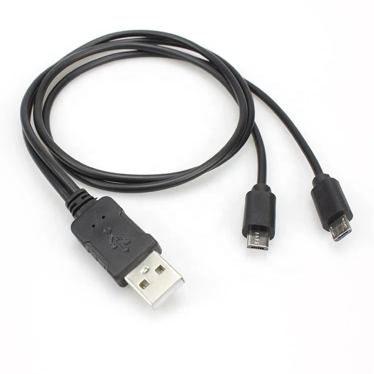 

USB 2.0 A Male To 2 Micro 5 pin Y Splitter charging Cord Adapter Cable