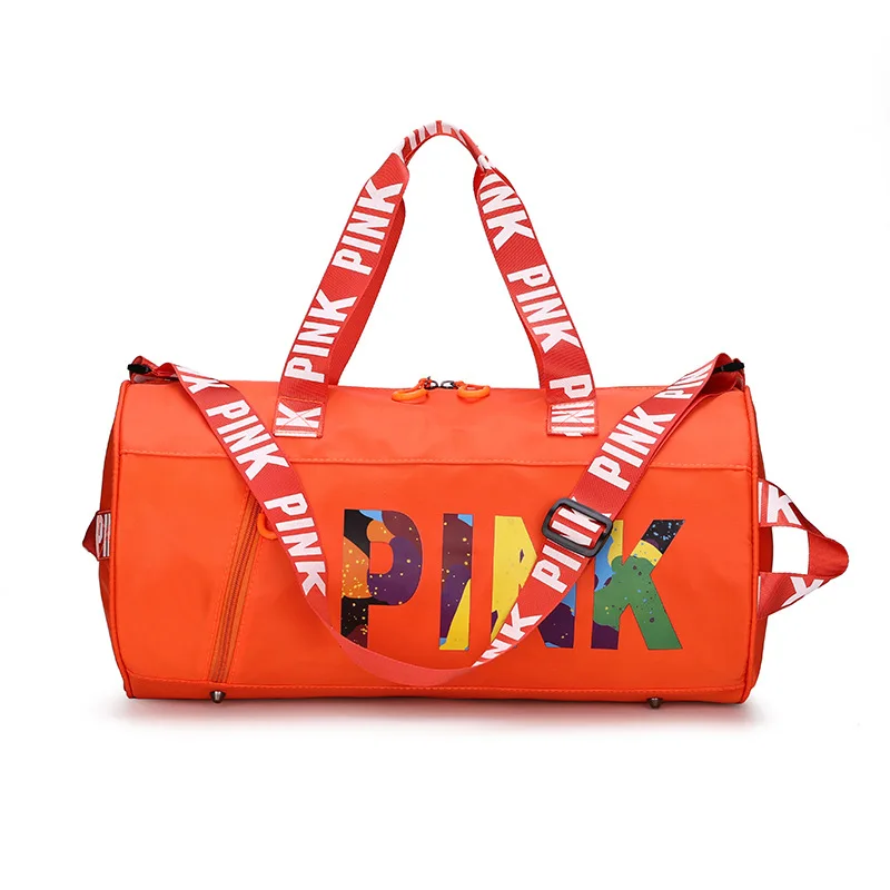 

FREE SHIPPING PINK Bag Cross-border Fitness Sports Bag Printing Ladies Big Handbag Women, As show