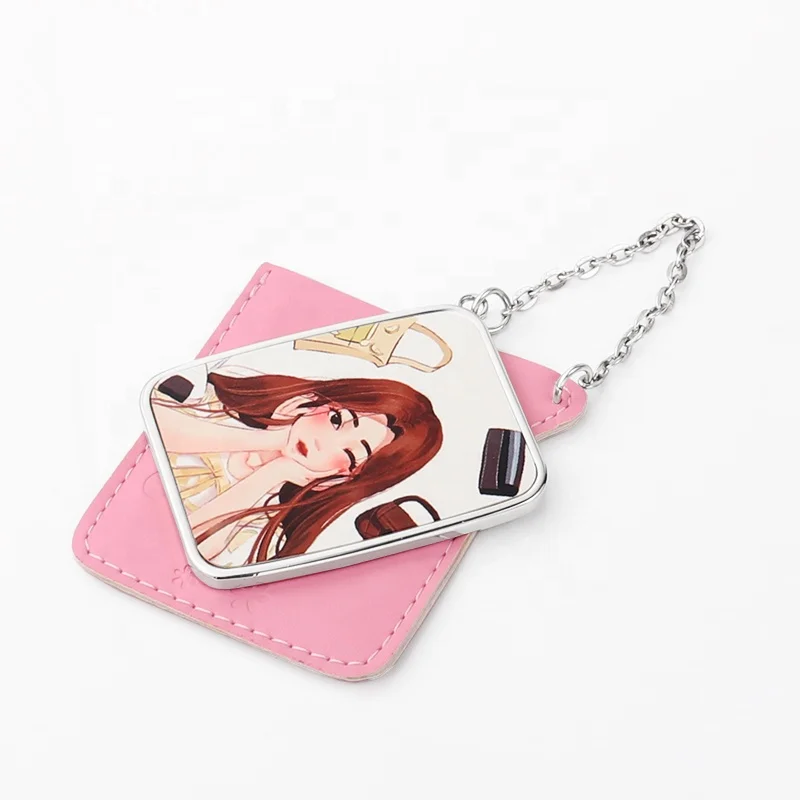

Blank Gifts Metal Custom Logo Sublimation Hand Pocket Compact Mirror with Case, Customized color
