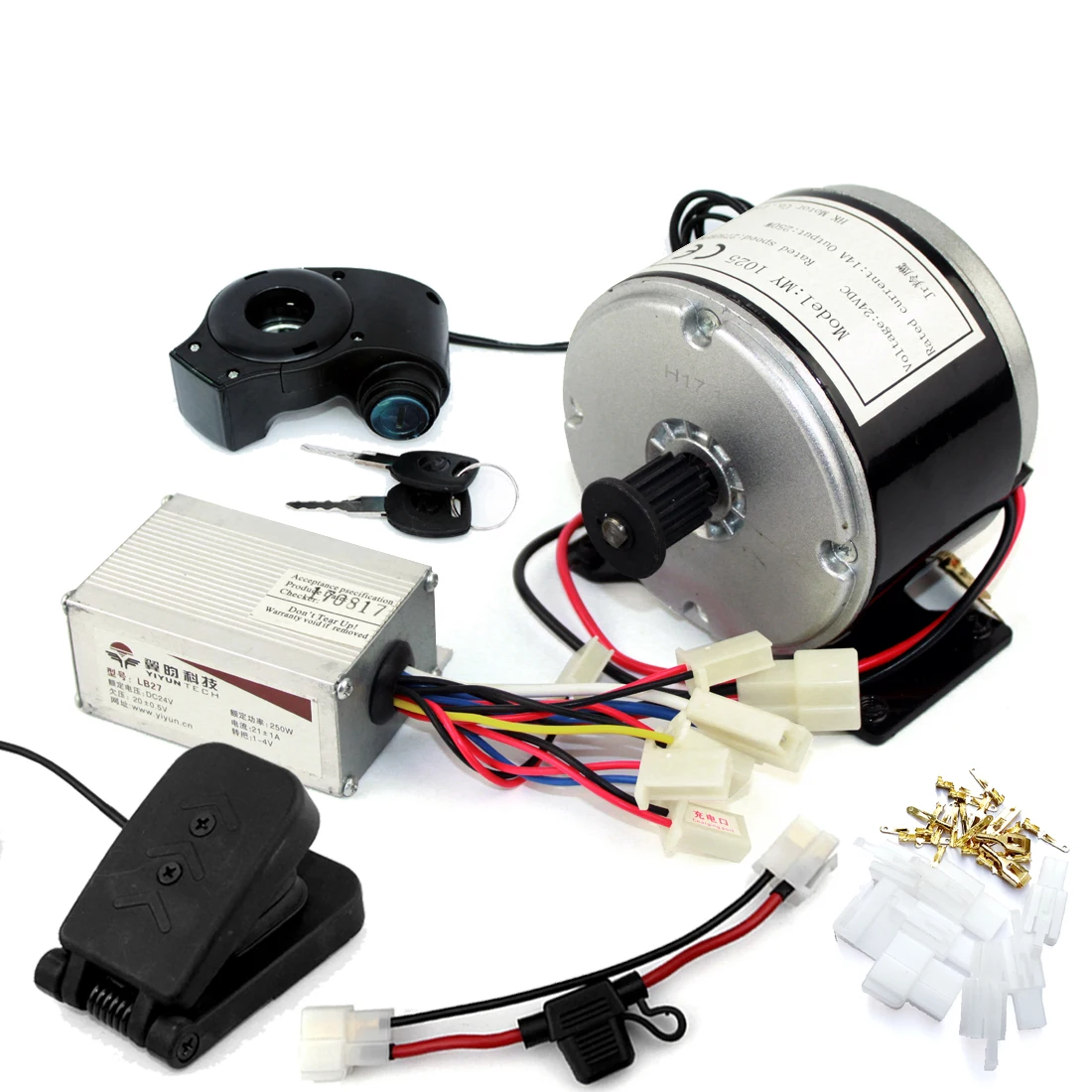 

24V 250W Electric Child Car Conversion Kit Motor With 5M Belt Pulley Foot Pedal Accelerator And Brush Controller, Black