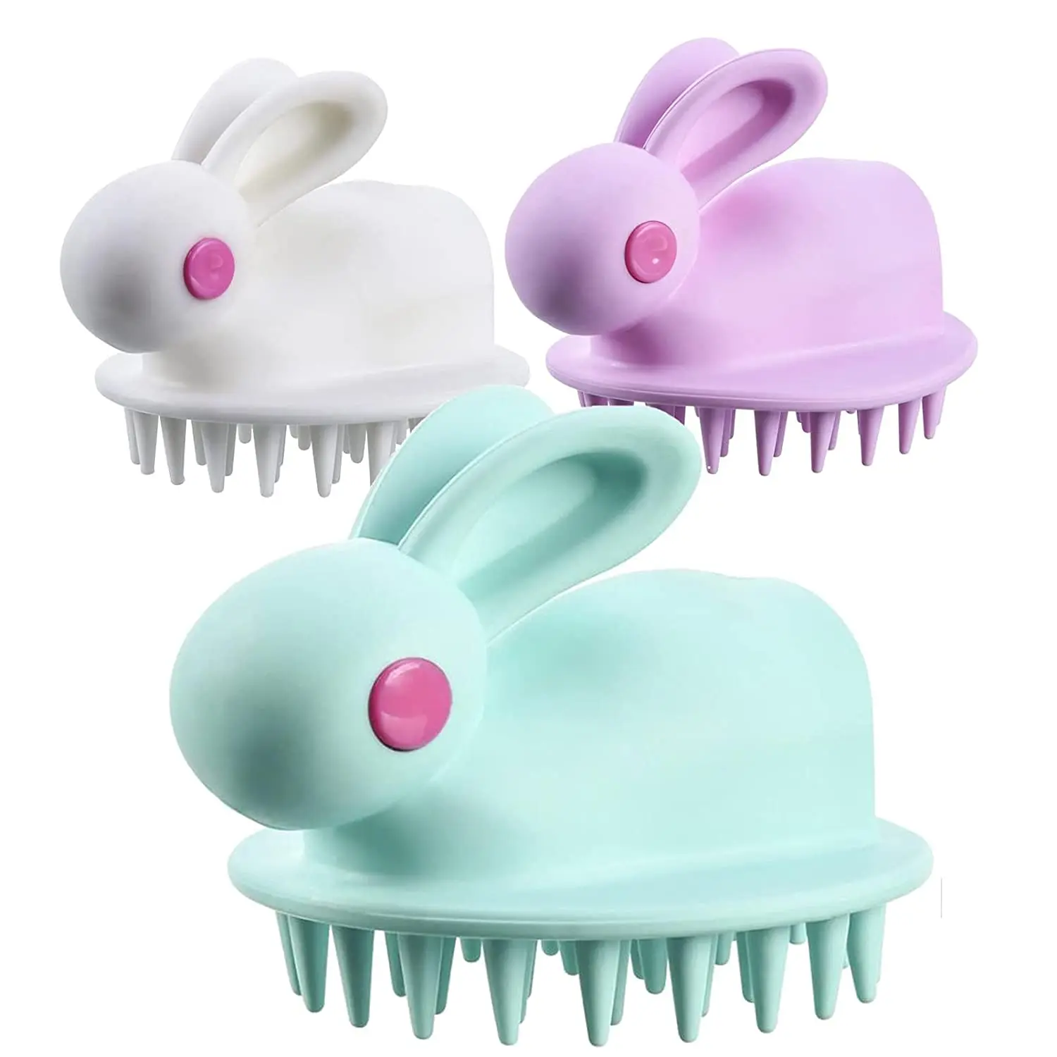 

Scalp Massager Shampoo Brush Scalp Massager Siliscrub Silicone Hair Massager For Baby, White green pink