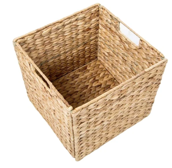 

Decorative Hand-Woven Small Water Hyacinth Wicker Storage Basket, 13x11x11 Perfect for Shelving Units, Customized color