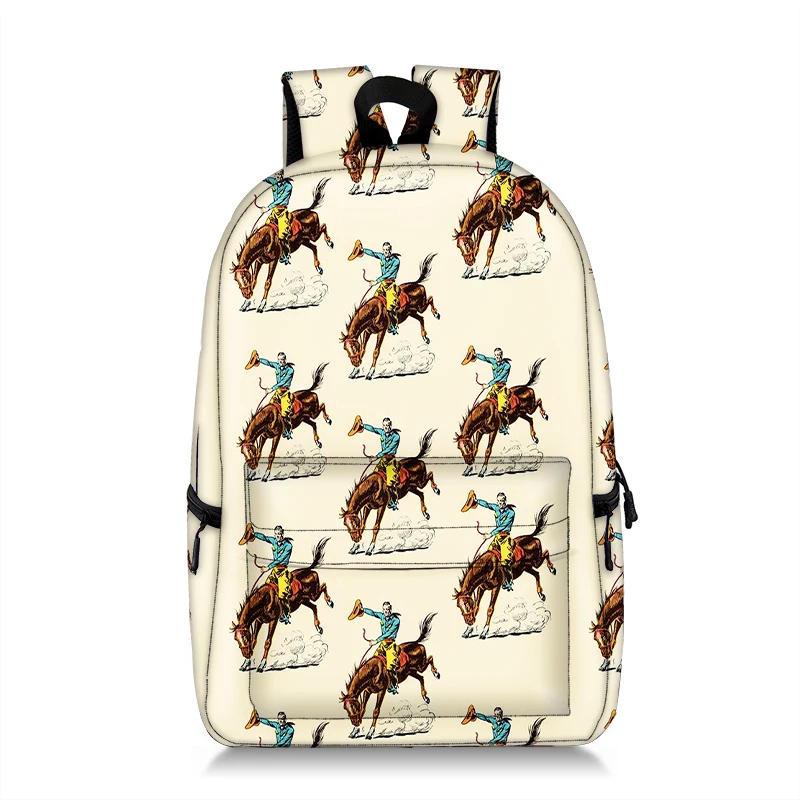 

In Stock Western Baseball Print School Bag Travel Large Capacity Backpack