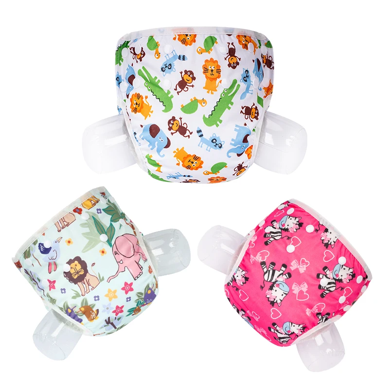 

Baby Reusable Swimming Diapers Boys or Girls Cartoon Nappy Children Swimwear Adjustable Summer Swimming Pants, Pink, purple, mint