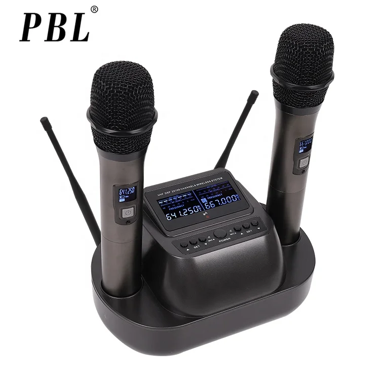

Professional Rechargeable Wireless Microphone UHF metal handheld karaoke microphone, Black