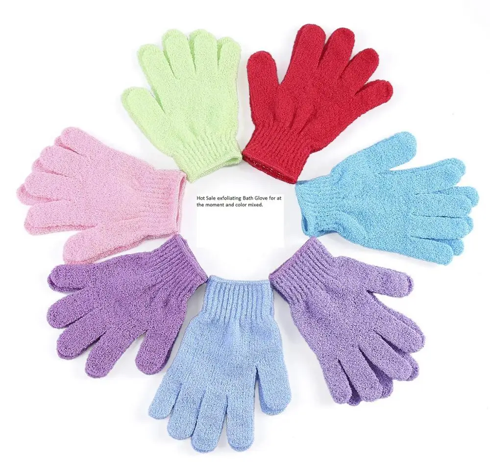 

Wholesale Nylon single color bath gloves exfoliate exfoliating glove remove dead skin, Multiple colors