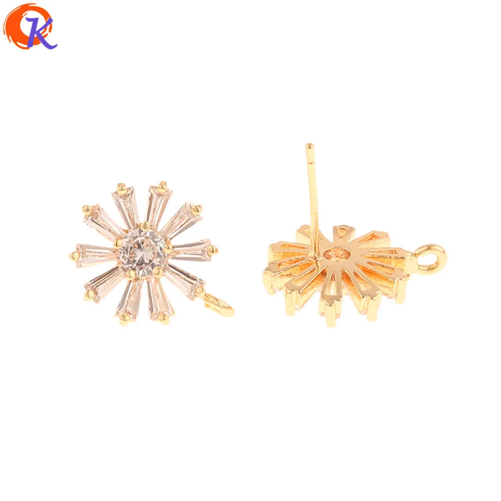 

Jewelry Accessories Cordial Design 20Pcs 12*16MM Jewelry Accessories CZ Earring Stud Hand Made Genuine Gold Plating DIY Making