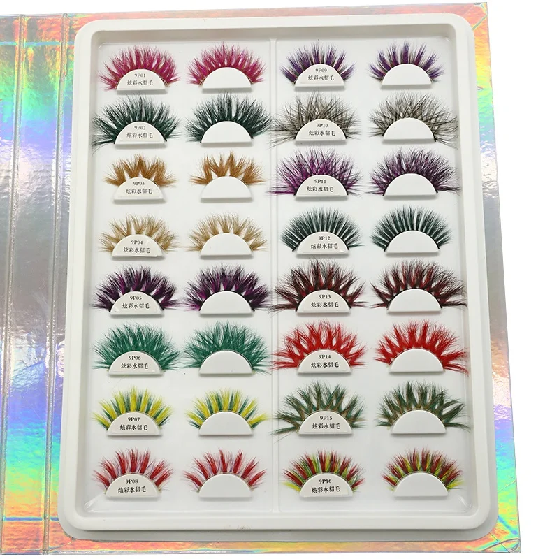 

Custom Logo Colored False Eyelashes 3d Cruelty Free Mink Eyelashes Eyelash Vendors, Custom color