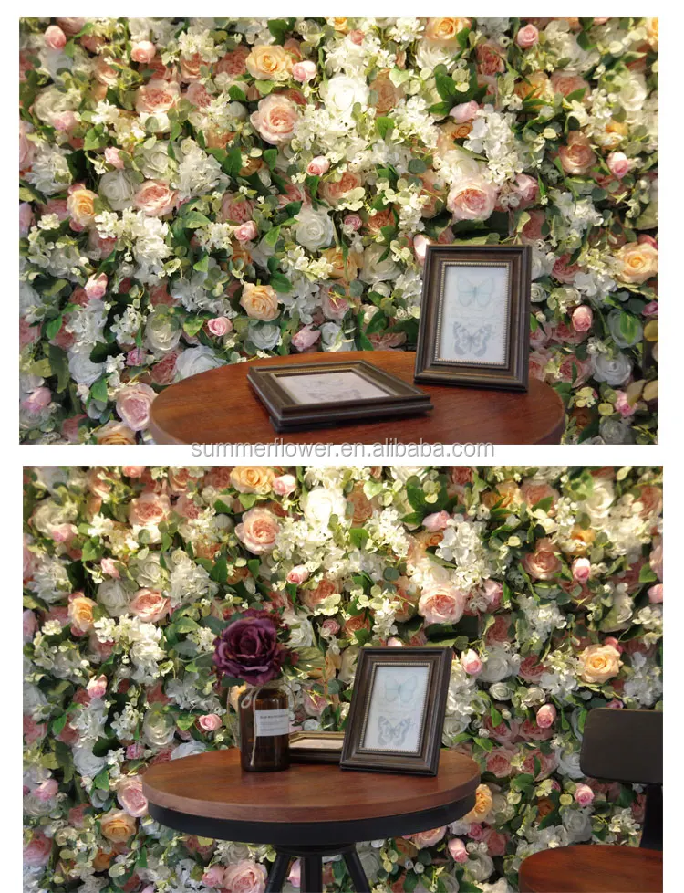 Cheap Flower Wall Whole Sale Artificial Flower Panel Backdrop 40*60cm Plastic Grid Panel Flower