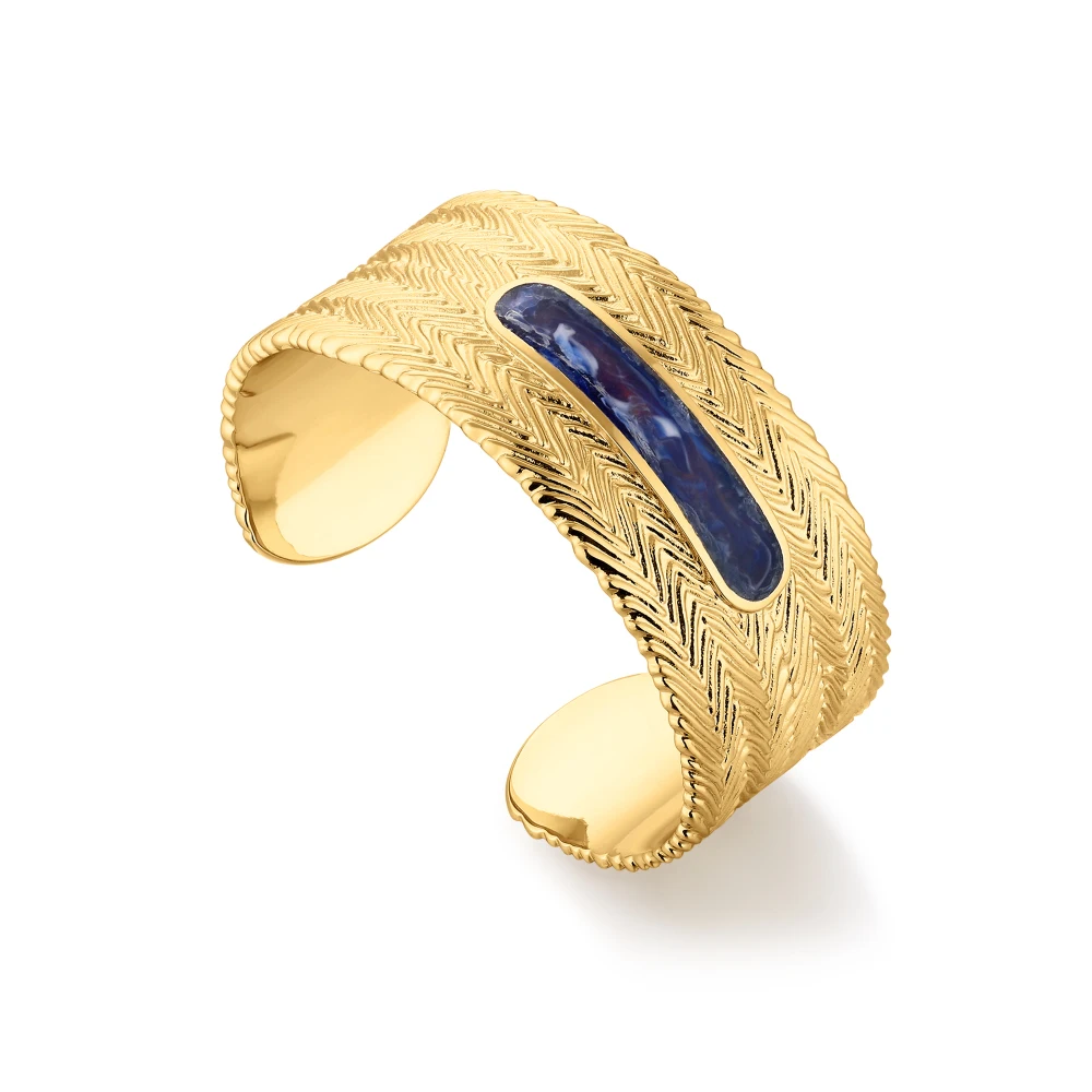 

Simple Fashion Textured Cuff Bracelet 18K Gold plated Brass Bracelet