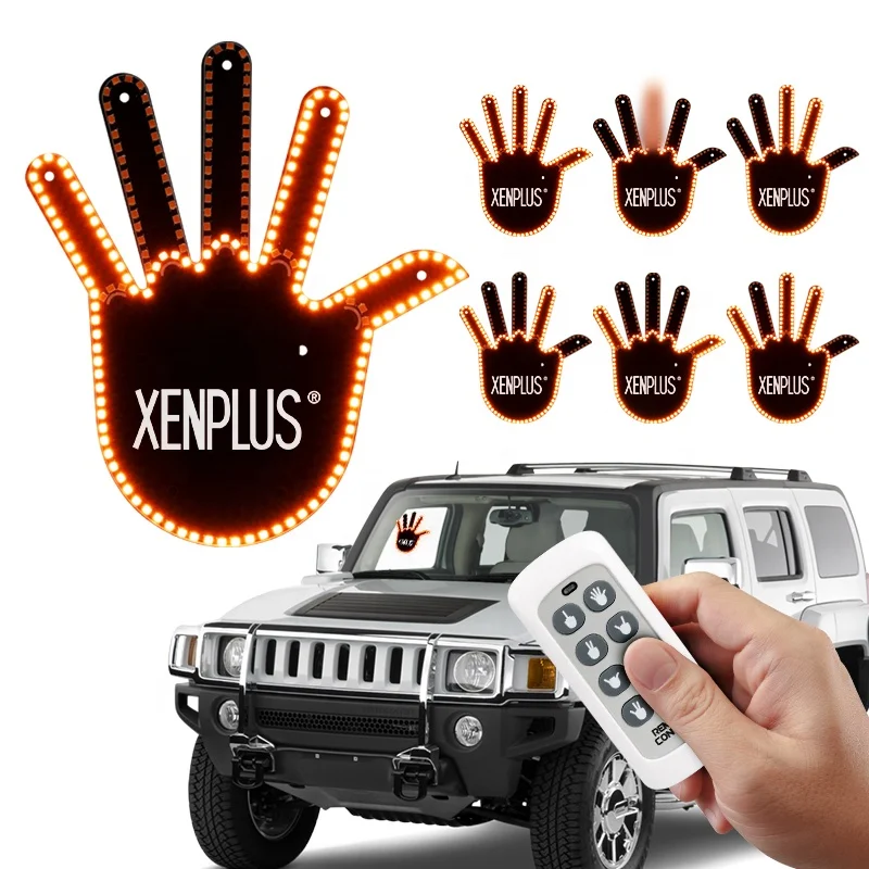 

2023 XENPLUS Car Decoration Accessories Seven 7 Modes Middle Finger Light For Car Window LED Gesture LED