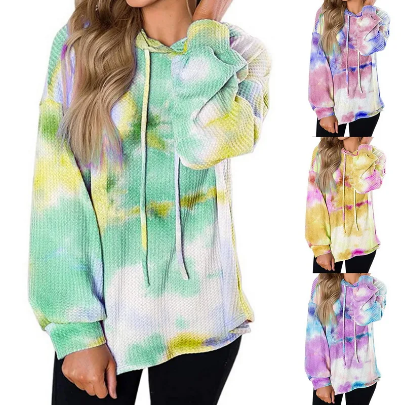 

Women Tie Dye Hoodies Harajuku Hooded Sweatshirt Clothing Hoodies Streetwear 2021 New Arrival, Green