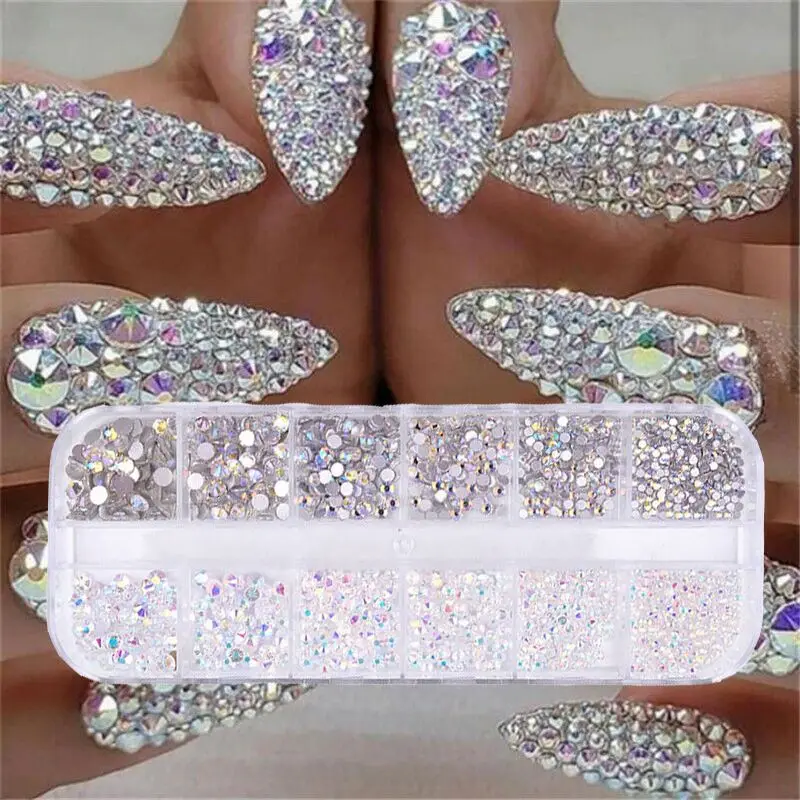 

Nail Art Beauty Products 2021 AB Crystal Rhinestone Diamond Gem 3d Glitter Nail Art Decoration Beauty