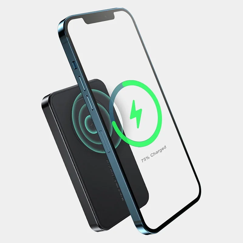 

Wholesale Wallet Power Bank Magnetic Treasure External Bank Built-in Wireless Charger Powerbank Portable Magnetic Power Bank, Black